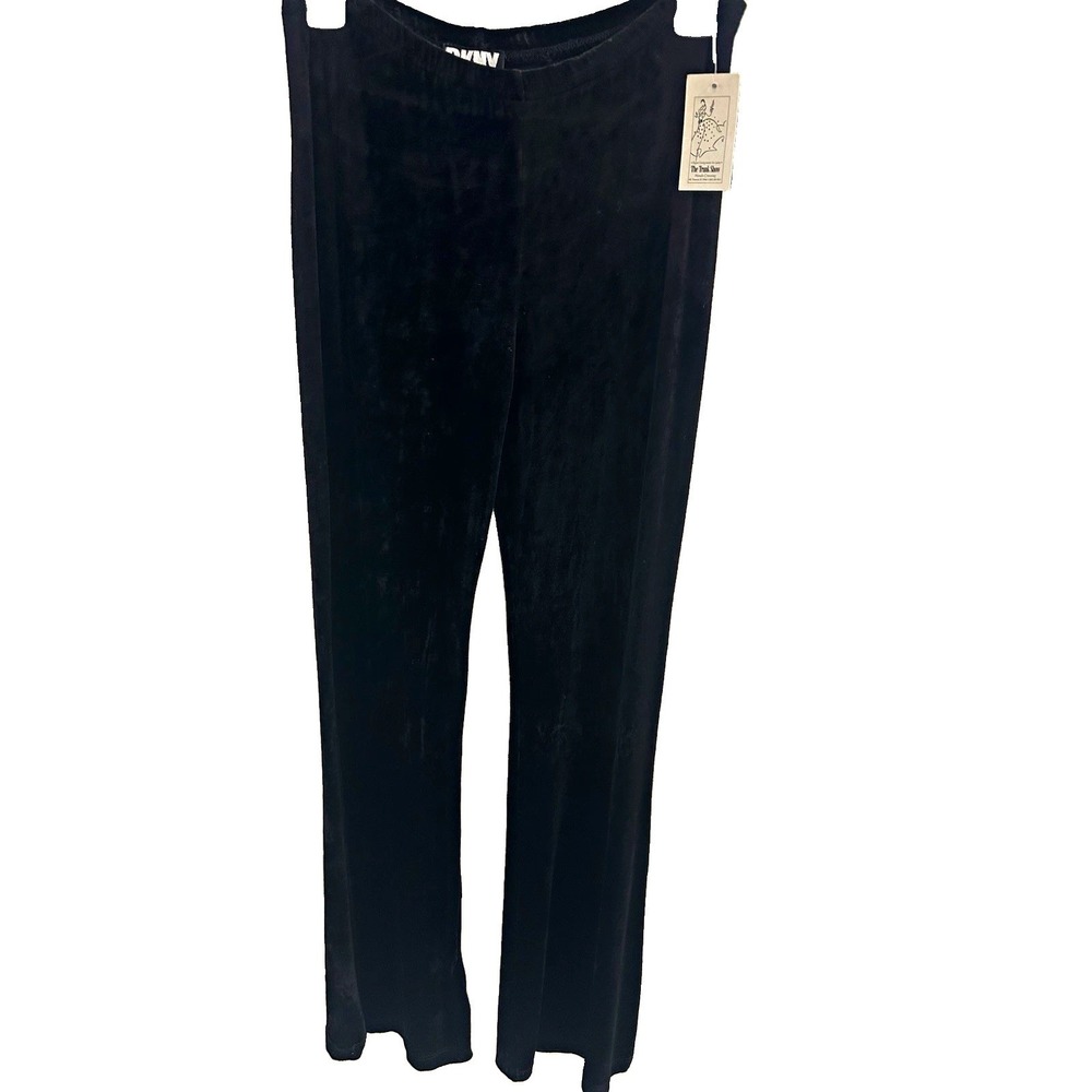 Vintage DKNY NWT black velvet flare trousers Womens size Med - Picture 1 of 5
